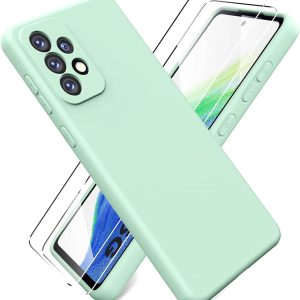 Capa Silicone Suave Verde Samsung Galaxy A53 5G com 2 películas vidro temperado