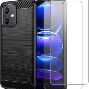 Capa Silicone Carbon com 2 Películas Xiaomi Redmi Note 12 4G Preto