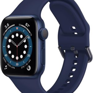 Bracelete Com Fecho Apple Watch (42/ 44/ 45 mm) Silicone Azul Marinho
