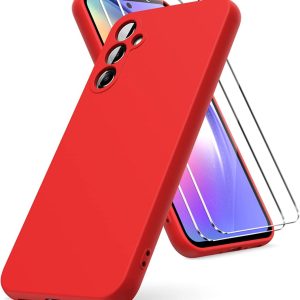 Capa Silicone Líquido com 2 Películas Galaxy A54 Vermelho