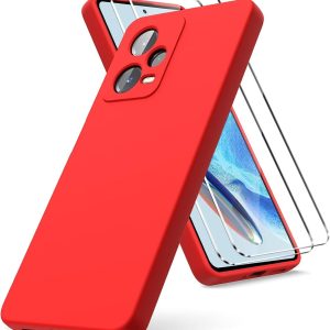 Capa Silicone Líquido com 2 Películas Xiaomi Redmi Note 12 4G Vermelho