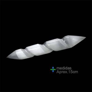 Bastão de Selenite Biterminado em Espiral – 15 cm