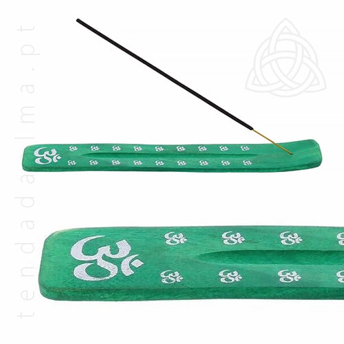 Incensário de Madeira com Símbolo Om – Verde - Image 2