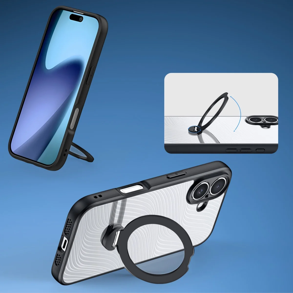 Capa iPhone 17 Dux Ducis Aimo Mag Stand Preto - Image 4